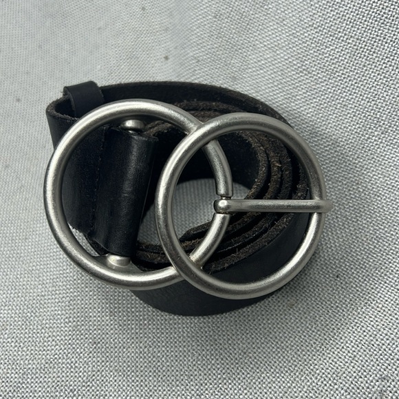Urban Outfitters Black Leather Belt with Silver Hardware size